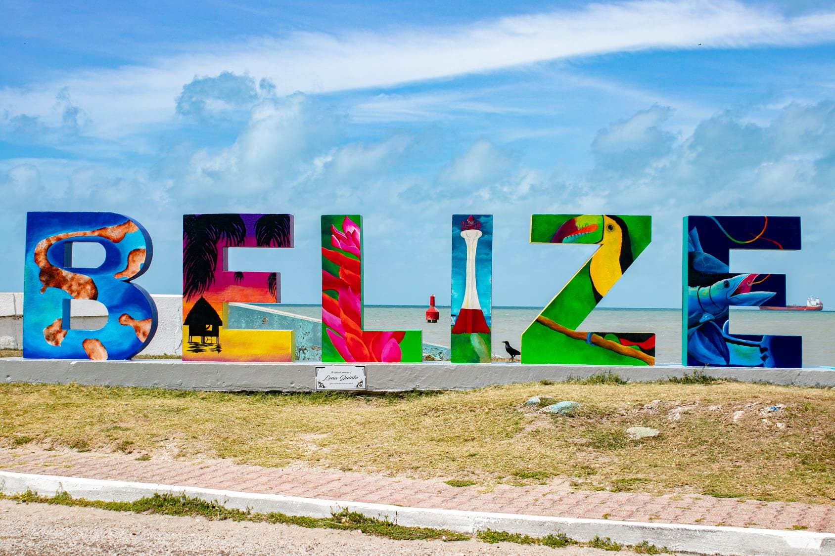Belize Sign Monument at Port 